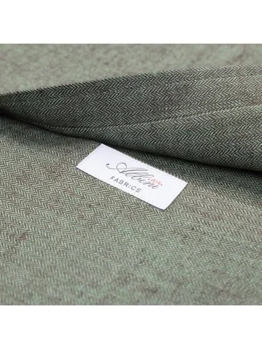 Germirli Albini Zeytin Yeşili Balıksırtı Düğmeli Yaka Tailor Fit Keten Yün Gömlek - 4