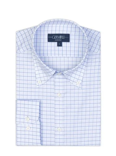 Germirli Beyaz Kare Desenli Albini Relax Formula Tailor Fit Saf Pamuk Exclusive Gömlek - 2