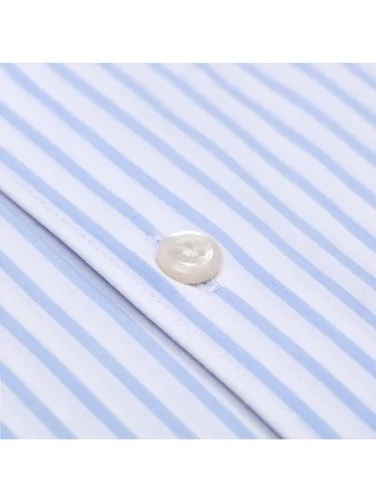 Germirli Beyaz Mavi Çizgili 3D Streç Slim Fit Active Gömlek - 3