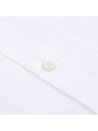 Germirli Beyaz Nevapas Lapel Yaka Keten Gömlek - 3