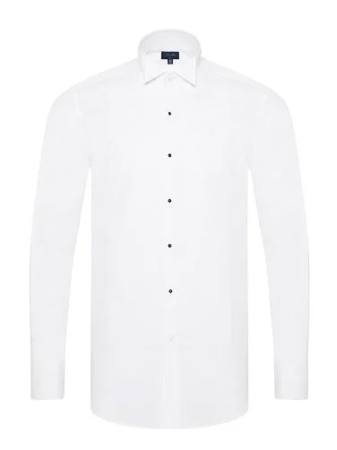 Germirli Beyaz Petek Dokulu Ata Yaka Slim Fit Gömlek - 5