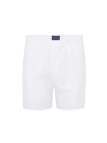 Germirli Beyaz Twill Pamuk Boxer Şort - 1