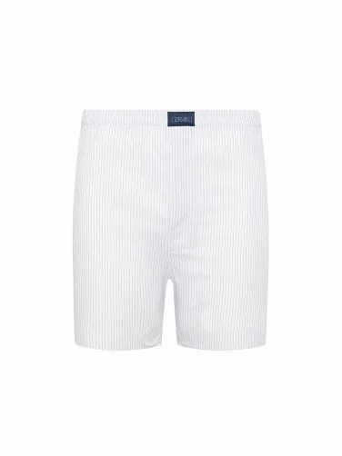 Germirli Beyaz,Siyah İnce Çizgili Pamuk Boxer Şort - 1