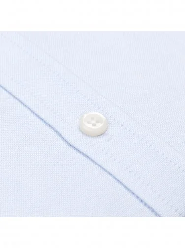 Germirli Buz Mavi Düğmeli Yaka Cepli Tailor Fit Spor Oxford Gömlek Gömlek - 3