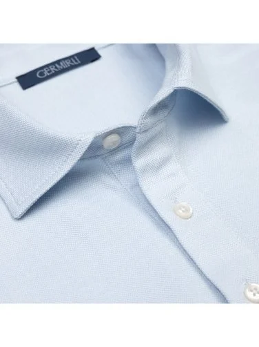 Germirli Buz Mavisi Piquet Gömlek Yaka Regular Fit Merserize Pamuk Tencel Tişört - 2