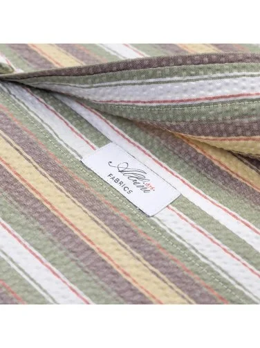 Germirli Çok Renkli Çizgili Tailor Fit Soft Yaka Seersucker Erkek Kısa Kollu Pamuk Gömlek - 2