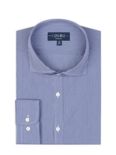 Germirli Exclusive İtalyan Yaka Laci Kareli Albini Tailor Fit Piumino Pamuklu Gömlek - 1