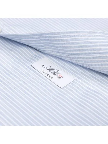 Germirli Exclusive İtalyan Yaka Mavi Çizgili Albini Tailor Fit Tencel Gömlek - 2