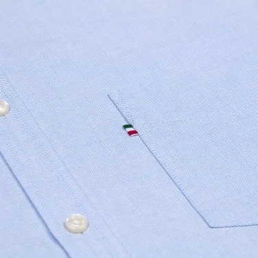 Germirli Gök Mavi Düğmeli Yaka Cepli Tailor Fit Spor Oxford Erkek Gömlek - 4