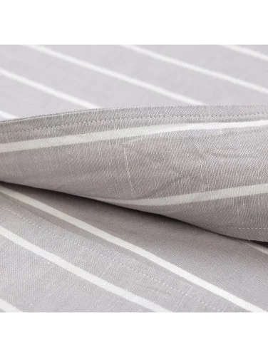 Germirli Gri Kalın Çizgili Nevapas Lapel Yaka Lyocell Keten Gömlek - 4