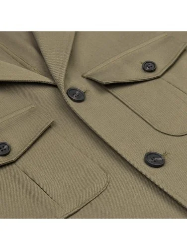 Germirli Haki Rengi Utility Kapak Cepli Pamuklu Ceket Gömlek - 4