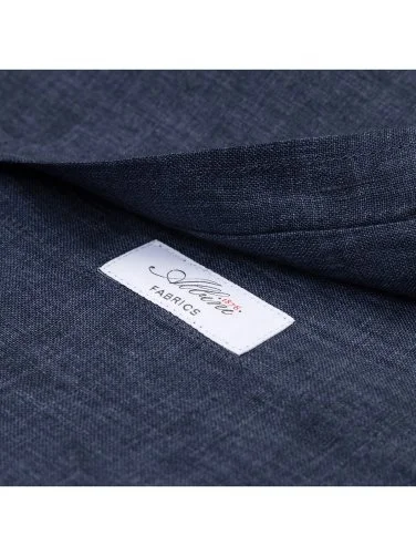 Germirli Indigo Lacivert Delave Keten Düğmeli Yaka Tailor Fit Gömlek - 4