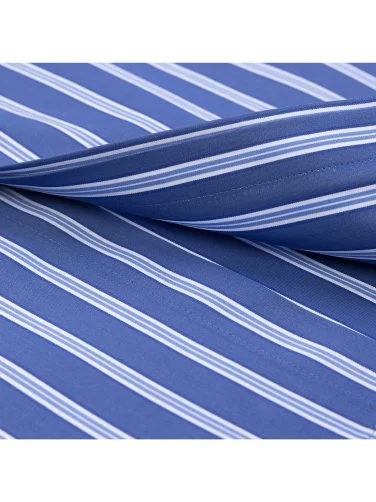 Germirli Koyu Mavi Çizgili Düğmeli Yaka Exclusive Tailor Fit Pamuk Gömlek - 4