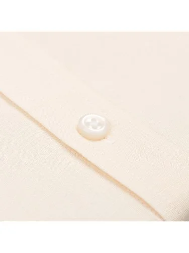 Germirli Krem Rengi Tailor Fit Erkek Hakim Yaka Lyocell Keten Gömlek - 3