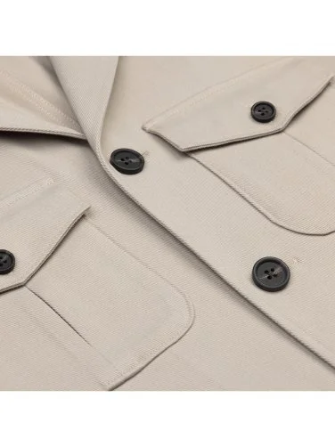 Germirli Kum Beji Rengi Utility Kapak Cepli Pamuklu Ceket Gömlek - 2