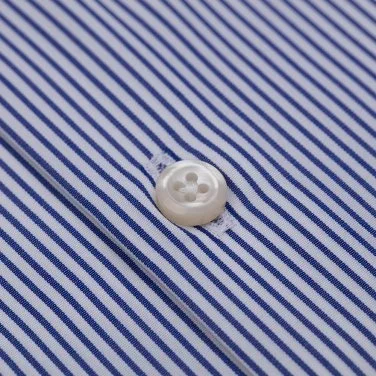 Germirli Lacivert Beyaz Çizgili Tailor Fit 120/2 Journey Twill Non Iron Pamuk İtalyan Yaka Gömlek - 2