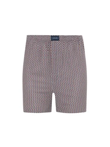 Germirli Lacivert Bordo Optik Desenli Poplin Boxer Şort - 1