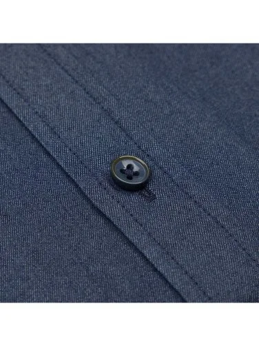 Germirli Lacivert Cepli Düğmeli Yaka Tailor Fit Exclusive Denim Gömlek - 3