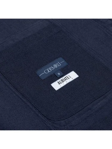 Germirli Lacivert Denim Dokulu Strech Tailor Fit Rahat Kalıp Safari Organik Denim Pamuk Ceket Gömlek - 4