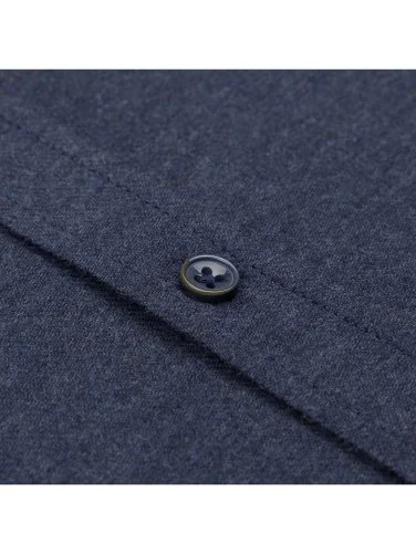 Germirli Lacivert Flanel Düğmeli Yaka Tailor Fit Pamuk Gömlek - 3