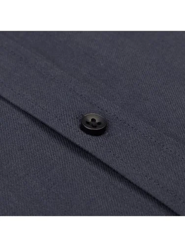 Germirli Lacivert Flanel Tailor Fit Soft Yaka Pamuk Yün Gömlek - 3