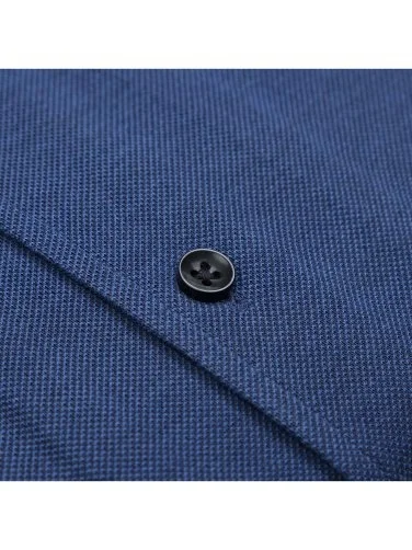 Germirli Lacivert Örme Kumaş Lapel Yaka Tailor Fit Pamuk Gömlek - 4