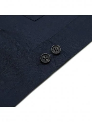 Germirli Lacivert Rengi Kapak Cepli Keten Pamuk Ceket Gömlek - 5