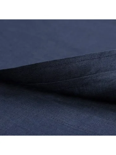 Germirli Lacivert Soft Yaka Tailor Fit Keten Gömlek - 4