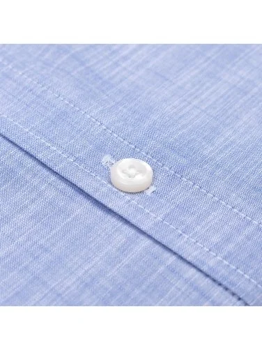 Germirli Mavi Albiate Düğmeli Yaka Tailor Fit İnce Pamuk Gömlek - 3