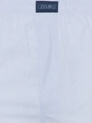 Germirli Mavi Beyaz Desenli Pamuk Boxer Şort - 2