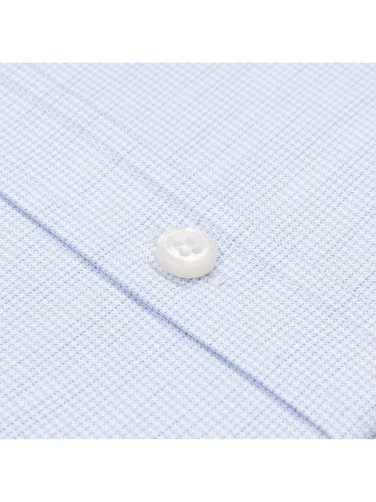 Germirli Mavi Beyaz Mikro Desenli Exclusive Düğmeli Yaka Tailor Fit Pamuk Gömlek - 3