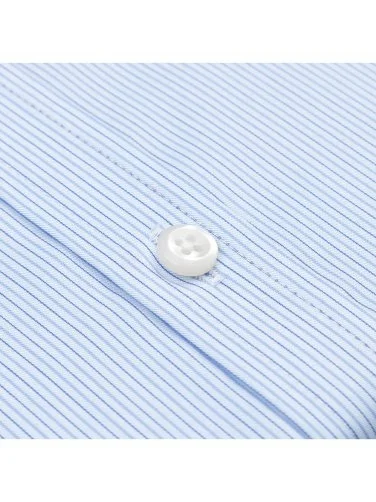 Germirli Mavi Çizgili Exclusive Düğmeli Yaka Tailor Fit Pamuk Gömlek - 3