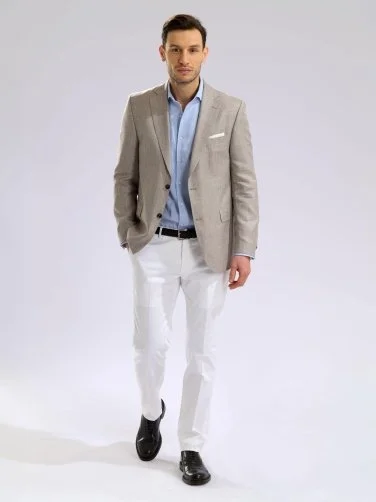 Germirli Mavi Dokulu Nevapas Lapel Yaka Tailor Fit Erkek Gömlek - 6