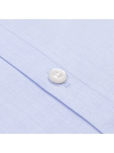 Germirli Mavi Exclusive Balıksırtı Doku Düğmeli Yaka Tailor Fit Pamuk Gömlek - 3