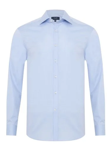 Germirli Mavi Exclusive Klasik Yaka Tailor Fit 120s Pamuk Gömlek - 1