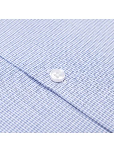 Germirli Mavi Kazayağı Desen Pat Tailor Fit Soft Yaka Pamuk Gömlek - 2