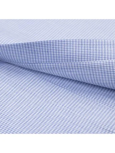 Germirli Mavi Kazayağı Desen Pat Tailor Fit Soft Yaka Pamuk Gömlek - 3