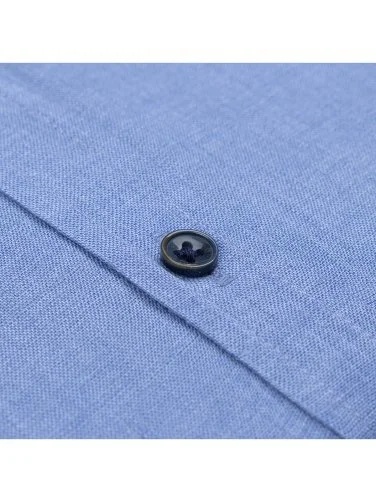 Germirli Mavi Soft Yaka Tailor Fit Keten Gömlek - 3