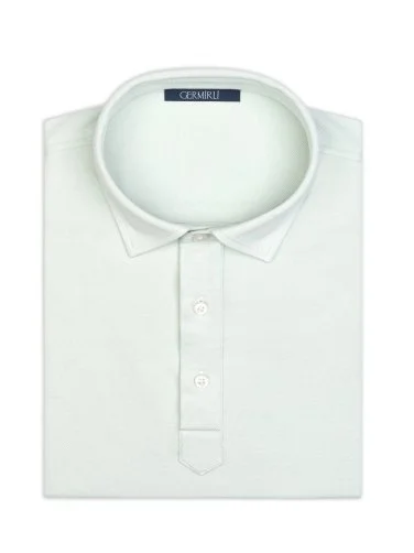 Germirli Mint Yeşili Gömlek Yaka Regular Fit Merserize Pamuk Tencel Tişört - 2