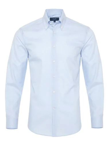 Germirli Non Iron A.Mavi Beyaz Kareli Düğmeli Yaka Tailor Fit Zero 24 Gömlek - 1