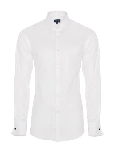 Germirli Non Iron Beyaz 120/2 Poplin Klasik Yaka Duble Manşetli Tailor Fit Journey Gömlek - 1