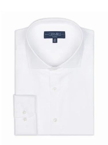 Germirli Non Iron Beyaz İnce Twill Tailor Fit Zero 24 İtalyan Yaka Gömlek - 2