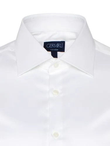 Germirli Non Iron Beyaz Twill Klasik Yaka Tailor Fit Gömlek - 3