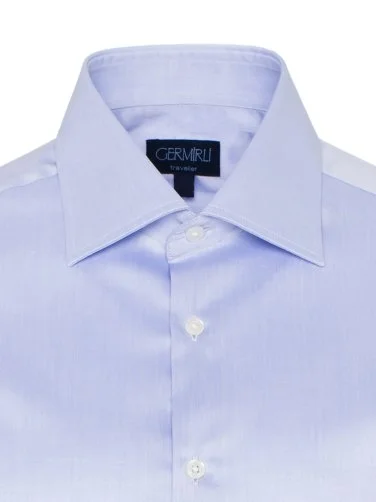 Germirli Non Iron Mavi Twill Klasik Yaka Tailor Fit Gömlek - 4