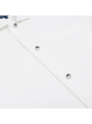 Germirli Optik Beyaz 3 Boyutlu Waflle Doku Pamuk Ceket Gömlek - 3