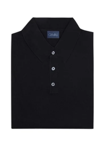 Germirli Siyah Düğmeli Polo Yaka Regular Fit Extra Fine Yün Erkek Triko - 2