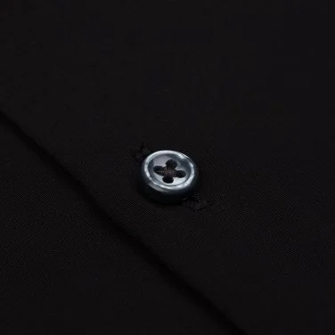 Germirli Siyah Düğmeli Yaka Tailor Fit Erkek Tencel Gömlek - 3
