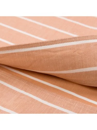 Germirli Somon Kalın Çizgili Nevapas Lapel Yaka Lyocell Keten Gömlek - 4