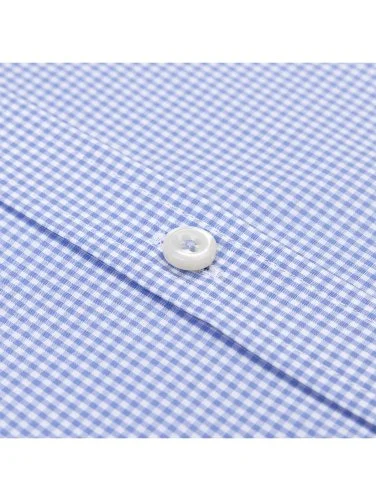 Germirli Testa Exclusive Mavi Mini Pötikare Düğmeli Yaka Tailor Fit Pamuk Gömlek - 2