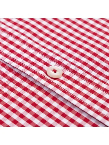 Germirli Testa Kırmızı Pötikare Düğmeli Yaka Tailor Fit Pamuk Exclusive Gömlek - 2